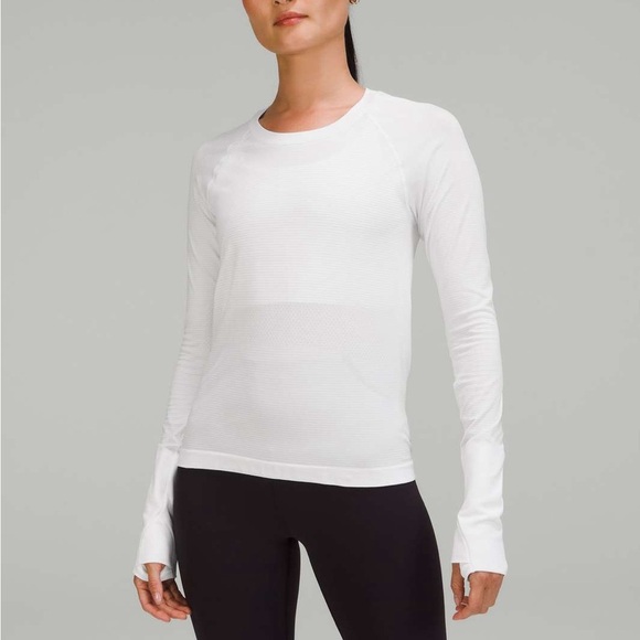 Lululemon Swiftly Tech Long Sleeve Shirt 2.0 Race Length - Size 10 - White - Picture 1 of 10